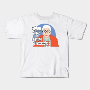 Iris Apfel Portrait Orange Coat Kids T-Shirt